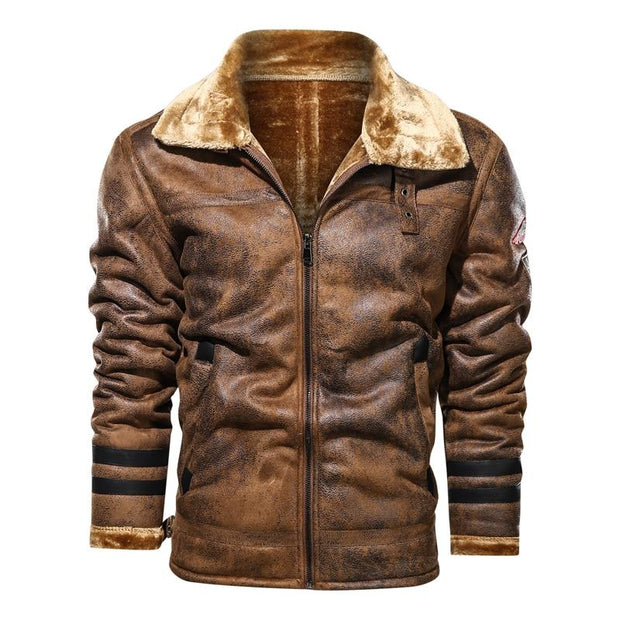 Angelo Ricci™ Leather Velvet Aviator Warm Jacket