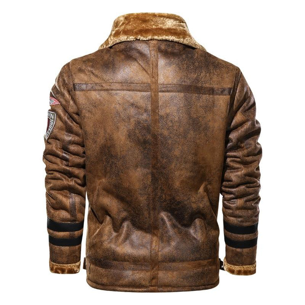 Angelo Ricci™ Leather Velvet Aviator Warm Jacket