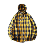 Angelo Ricci™ Streetwear Plaid Loose With Hooded Shirt