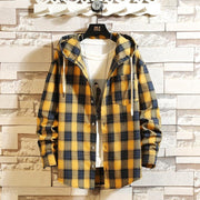 Angelo Ricci™ Streetwear Plaid Loose With Hooded Shirt