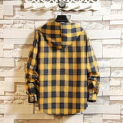 Angelo Ricci™ Streetwear Plaid Loose With Hooded Shirt