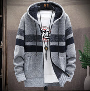 Angelo Ricci™ Striped Fleece Warm Zipper Hooded Jumper