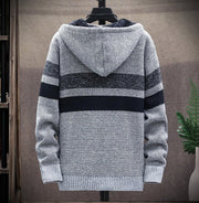 Angelo Ricci™ Striped Fleece Warm Zipper Hooded Jumper