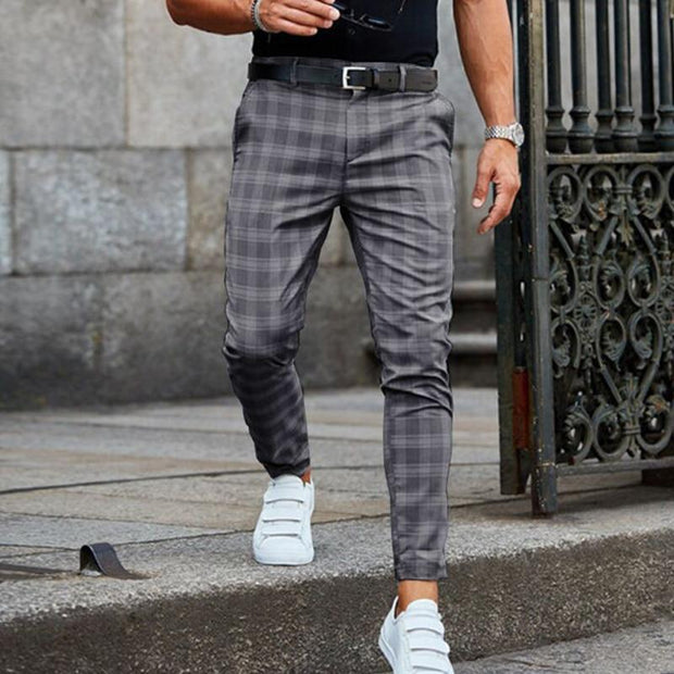 Angelo Ricci™ Fashion Plaid Mid Waist Button Trouser