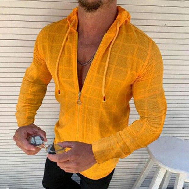 Angelo Ricci™ Fashion Plaid Hooded Zipper Shirt