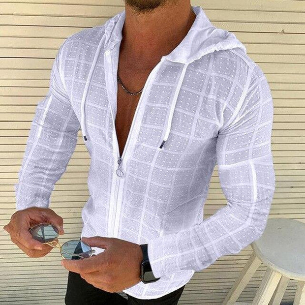 Angelo Ricci™ Fashion Plaid Hooded Zipper Shirt