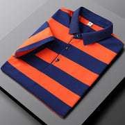 Angelo Ricci™ Summer Short Sleeved Cotton Striped Polo Shirt