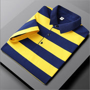 Angelo Ricci™ Summer Short Sleeved Cotton Striped Polo Shirt