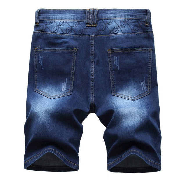 Angelo Ricci™ Washed Five-Point Zipper Shorts Jeans