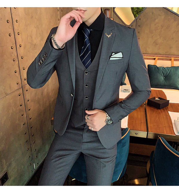 Angelo Ricci™ Brand Business Casual Slim Fit 3 Piece Suit