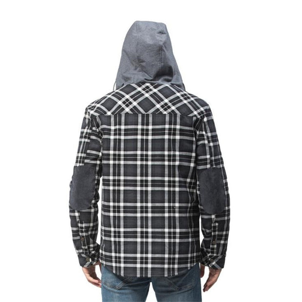 Angelo Ricci™ Winter Casual Plaid Hooded Velvet Jacket