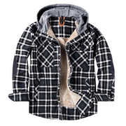 Angelo Ricci™ Winter Casual Plaid Hooded Velvet Jacket
