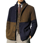 Angelo Ricci™ Knitted Patchwork Turtleneck Cardigan