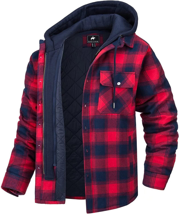 Angelo Ricci™ Flannel Shirt Jacket with Removable Hood