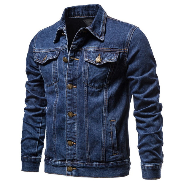 Angelo Ricci™ Denim Lapel Single Breasted Jeans Jacket