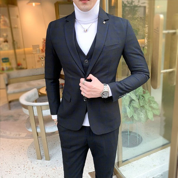 Angelo Ricci™ Luxury Business Formal Plaid Slim Fit Suit