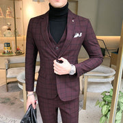 Angelo Ricci™ Luxury Business Formal Plaid Slim Fit Suit