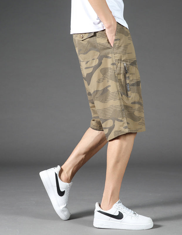 Angelo Ricci™ Summer Elastic Waist Camouflage Shorts