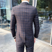 Angelo Ricci™ Designer Business Acetate Plaid Slim 3 Piece Suit