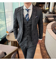 Angelo Ricci™ Tailored Men Plaid 3 Piece Suit (Blazer+Pants+Vest)