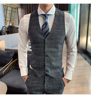 Angelo Ricci™ Tailored Men Plaid 3 Piece Suit (Blazer+Pants+Vest)