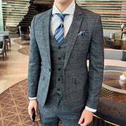 Angelo Ricci™ Tailored Men Plaid 3 Piece Suit (Blazer+Pants+Vest)