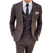 Angelo Ricci™ Tailored Viscose Elegant Plaid British 3 Piece Suit