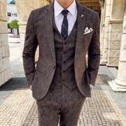 Angelo Ricci™ Tailored Viscose Elegant Plaid British 3 Piece Suit