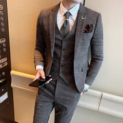 Angelo Ricci™ Tailored Viscose Elegant Plaid British 3 Piece Suit