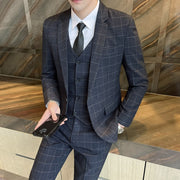 Angelo Ricci™ Business Casual Plaid High-End 3 Piece England Suit