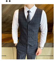 Angelo Ricci™ Business Casual Plaid High-End 3 Piece England Suit