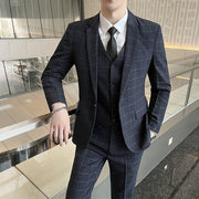 Angelo Ricci™ Business Casual Plaid High-End 3 Piece England Suit