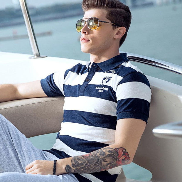 Angelo Ricci™ Summer Breathable Striped Polo