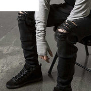 Angelo Ricci™ Designer Black Ripped Torn Jeans