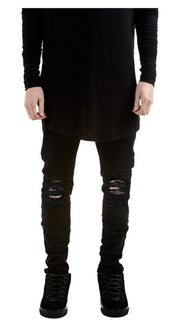 Angelo Ricci™ Designer Black Ripped Torn Jeans