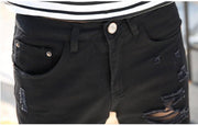 Angelo Ricci™ Knee Length Hole Jeans Shorts