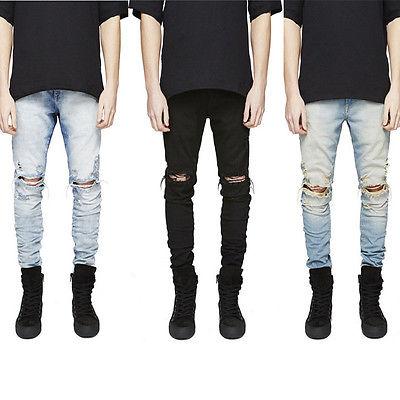 Angelo Ricci™ Ripped Skinny Biker Destroyed Jeans