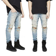 Angelo Ricci™ Ripped Skinny Biker Destroyed Jeans