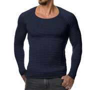 Angelo Ricci™ Vertical Stripes Hedging O-Neck Pullover Shirts