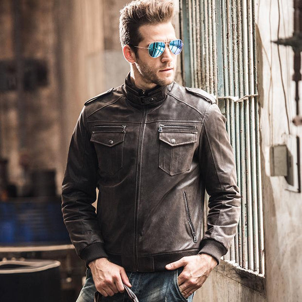 Angelo Ricci™ Pigskin Motorcycle Genuine Leather Jacket