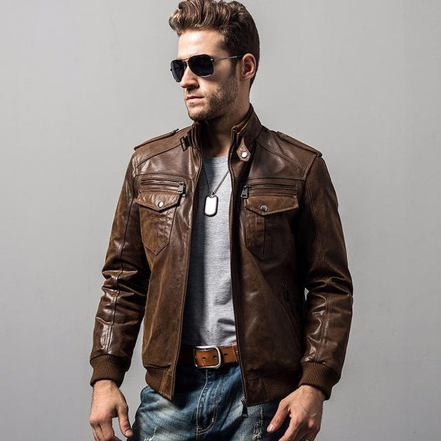 Angelo Ricci™ Pigskin Motorcycle Genuine Leather Jacket