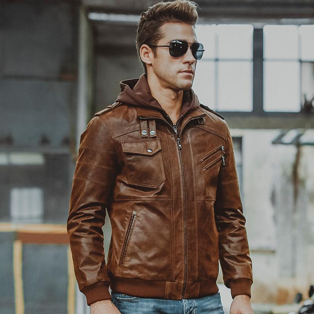 Angelo Ricci™ Removable Hooded Genuine Leather