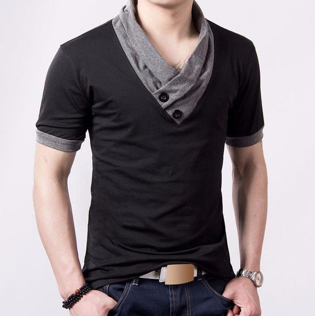 Angelo Ricci™ Short Sleeve V Neck Button Tee