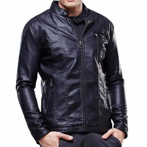 Angelo Ricci™ Biker Style Slim Fit PU Leather Jacket