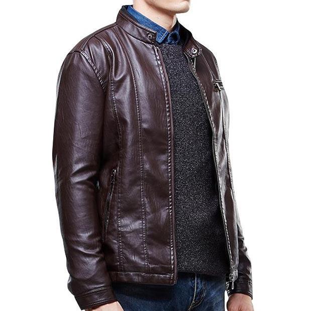 Angelo Ricci™ Biker Style Slim Fit PU Leather Jacket