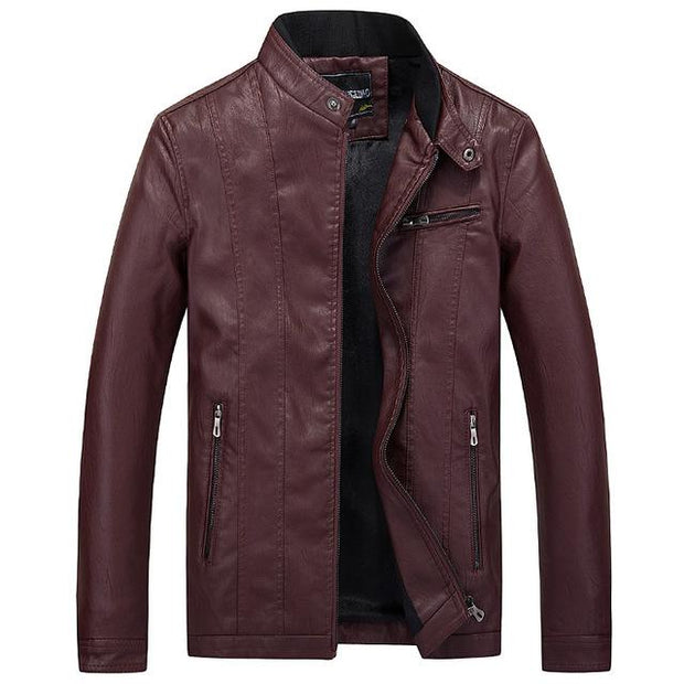 Angelo Ricci™ Biker Style Slim Fit PU Leather Jacket