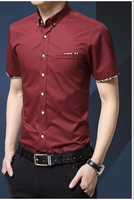 Angelo Ricci™ Short Sleeve Slim Fit Cotton Shirt