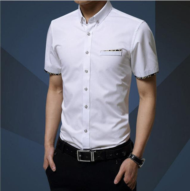 Angelo Ricci™ Short Sleeve Slim Fit Cotton Shirt