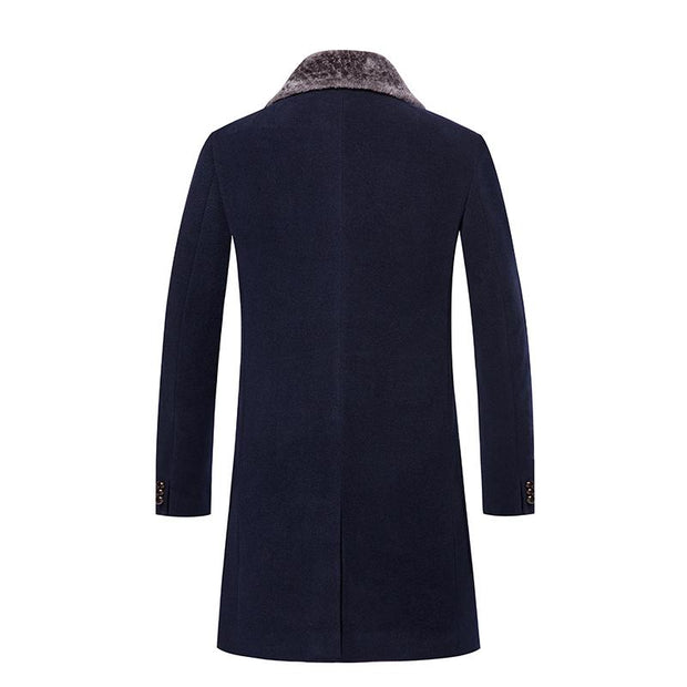 Angelo Ricci™ Splicing Collar Woolen Casual Trench Overcoat