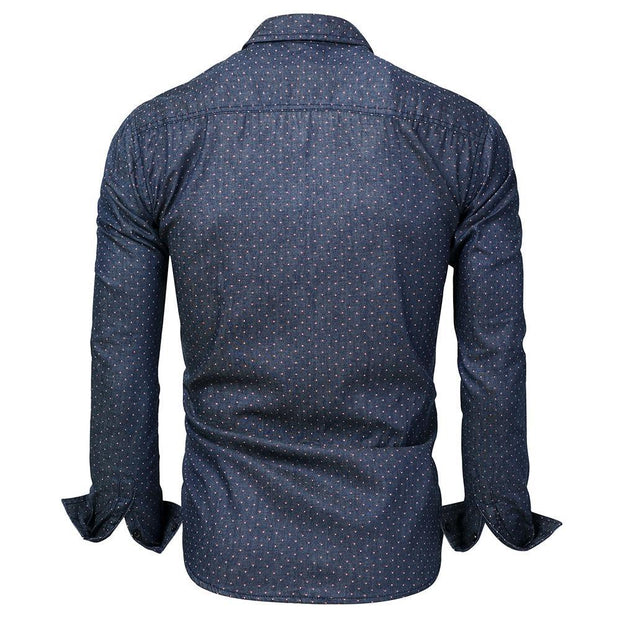 Angelo Ricci™ Polka Dot Denim Dress Shirt